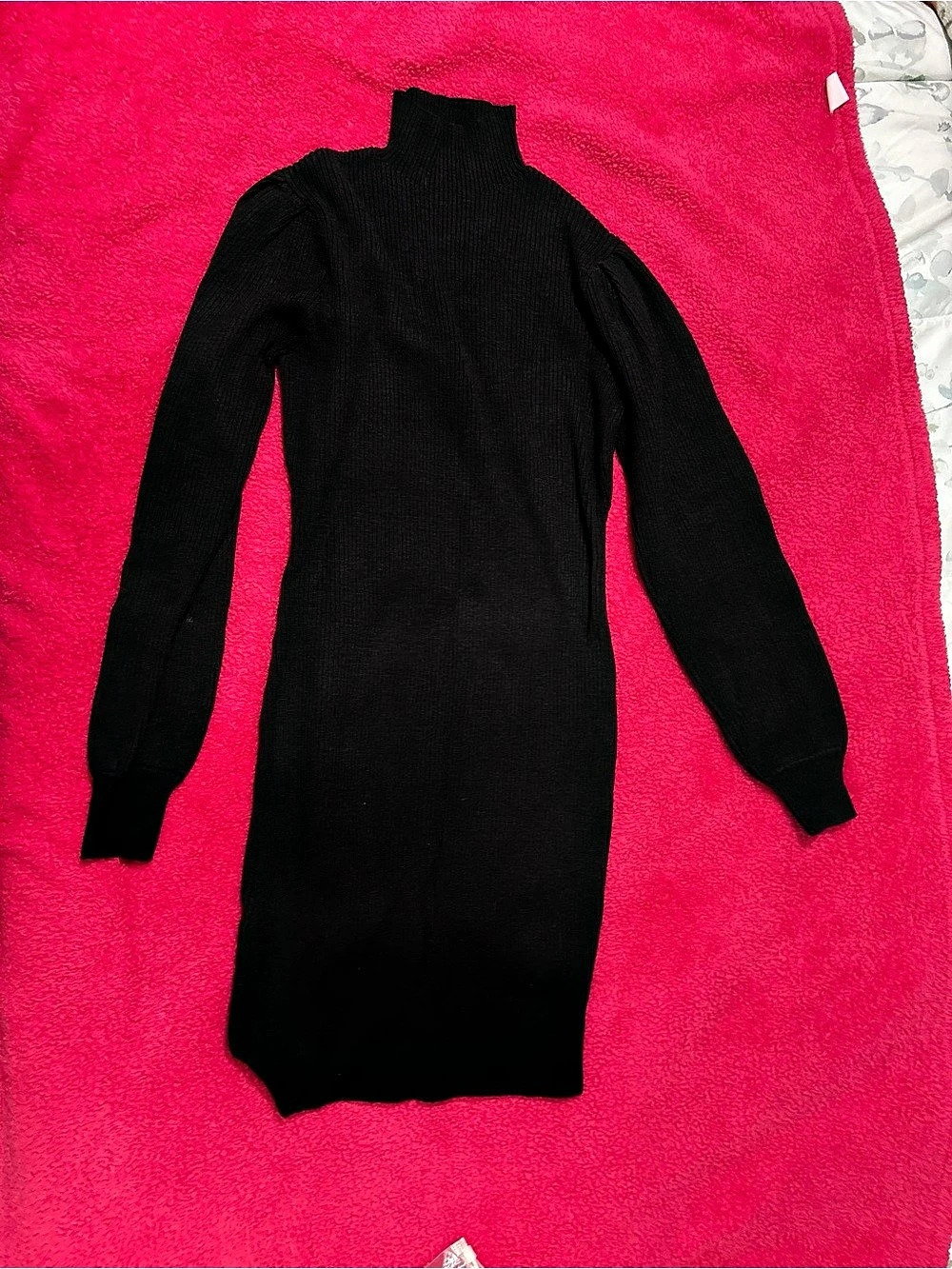 Black Ribbed Turtleneck Dress Size Medium